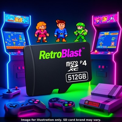 RetroBlast 512GB Micro-SD Card Raspberry Pi 4 Plug & Play Retro Gaming