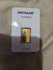 Metalor Gold Bar 5G 999.9 Fine Gold, Sealed Assay Card 4166.00 per troy oz
