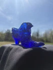 Vintage Fenton Cobalt Glass Shoe Daisy Pattern