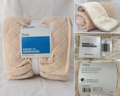 Room Essentials Sherpa Throw Blanket 50x60 Blush Pink Quilted Soft