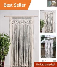 Transform Your Space with 82" x 37.5" Boho Macrame Curtains - Easy to Install