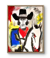 Aleph Original Art John On A Stroll 14x11 Neo Expressionism Artwork on Canvas