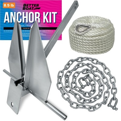 Boat Anchor Kit 8.5lb Heavy Duty Galvanized 6ft Rope 6ft Chain Better