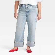 Women's High-Rise Cuffed Straight Jeans - Ava  Viv
