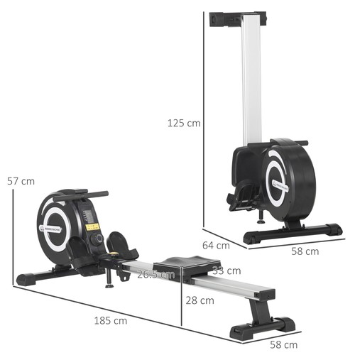 HOMCOM Vogatore Pieghevole Magnetico in Acciaio Monitor e 8 Livelli Resistenza - Foto 4 di 10