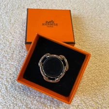 Hermes Scarf Ring Silver Ring with Box Authentic Luxury Jewelry Rare