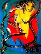 BLUE NUDE   LANDSCAPE POP ART  PAINTING Impasto  Abstract   CANVAS ORIGINAL FO7T