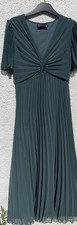 ASOS DESIGN Green Pleated Chiffon Lined V-Neck Flutter Sleeve Midi Dress 8