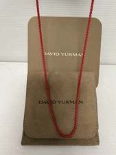 David Yurman Color Red Box Chain Necklace with Pouch Authentic