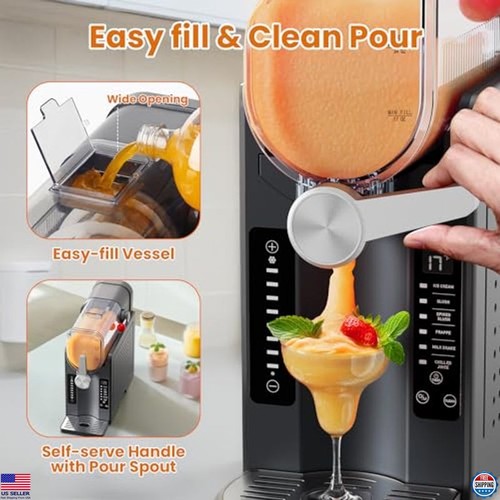 No Ice Slushie & Soft Serve Machine, 6 Preset Programs, Auto-Clean, LED Display - Picture 6 of 6