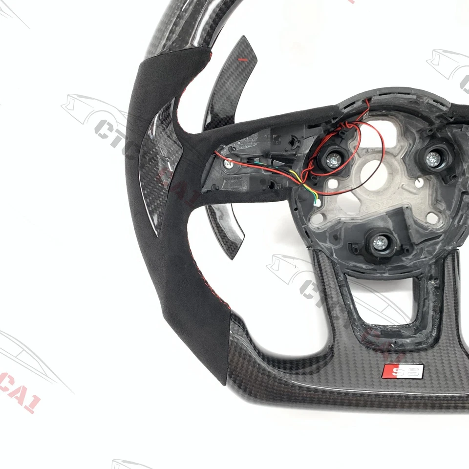 Volante de fibra de carbono personalizado para Audi B9 A3 A4 A5 S4 S5 RS4 RS5 RS3 Q4 Q5 Foto 3 de 4