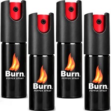 BURN Pepper Spray 0.5oz Keychain Police Strength OC Self Defense 4 Pack