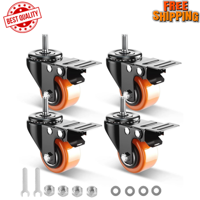 #ad 2 Inch Caster Wheels Threaded Stem Casters Set of 4 Heavy Duty 1 2quot; 13 X 1 Sc $26.85