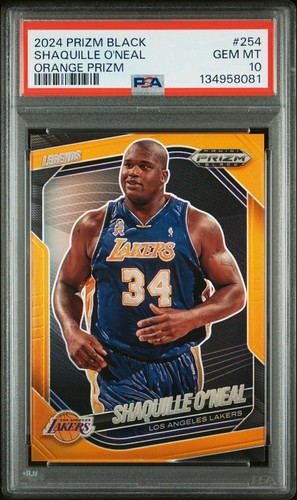 2024 Panini Prizm Black Shaquille O'Neal #254 Orange /49 PSA 10