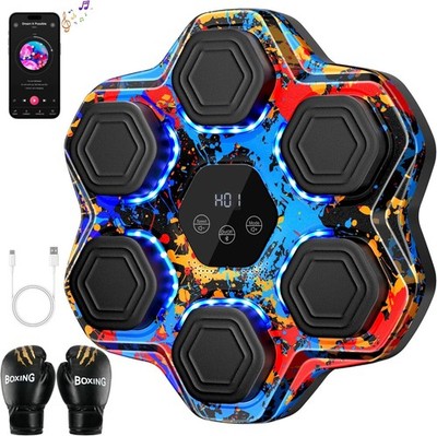 Bluetooth Music Boxing Machine LED Wall Mounted Punching Trainer for Kids Adults