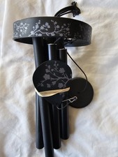 Black Metal Round Floral Wind Chime Contemporary Matt Finish