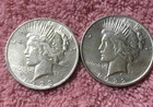 Lot of  2  Nice  Heavy   XF/ AU.  Peace silver dollar Coins   LOT # 11