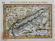 Red Sea, Arabia map, Mare Rubrum, Bertius Hondius atlas 1616