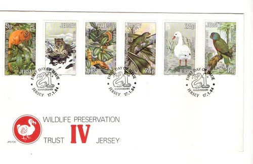 1984 JERSEY - WILDLIFE PRESERVATION TRUST IV FDC FROM COLLECTION K58