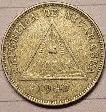 NICARAGUA KM11 5 Centavos 1940 Nice Grade Cinco Centavos