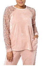 LOGO Lavish by Lori Goldstein Women's Velvet&Sequin Top Champagne