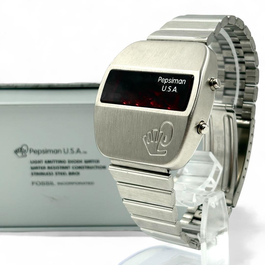 Fossil Pepsiman LED Watch Quartz Novelty with Case Vintage USED F