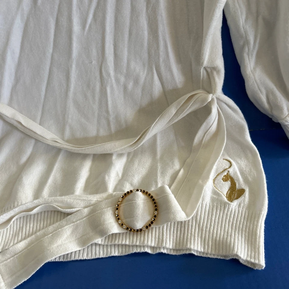 Camisa branca juvenil Y2K Baby Phat manga longa com cinto gola tartaruga tamanho G grande usada - Imagem 4 de 4