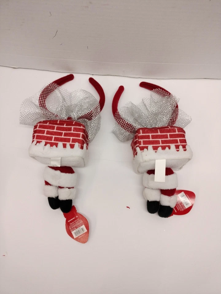 Lot Of 2 Be Jolly Festive Headband Features Santa's Legs Coming Out Of Chimney  - Image 2 of 4