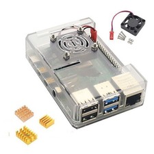 ABS Case Enclosure Kit With Cooling Fan Aluminum Heatsink For Raspberry Pi 4B