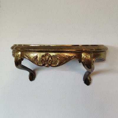 Vtg Burwood Products Gold Wall Shelf Floating Sconce Hollywood Regency2625 *Read