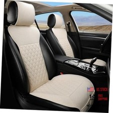 Linen Car Seat Covers-Breathable Soft-Front Car Seat Protector 2pc Beige