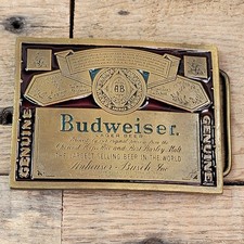 Budweiser Belt Buckle Lager Beer Anheuser Busch Brass Alcohol King of Beers
