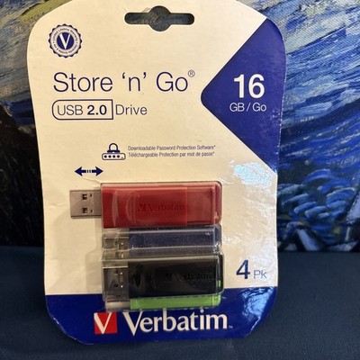 Verbatim 16GB Store 'n' Go USB Flash Drive 16 GB 4 Pack, Black/blue/green/red 