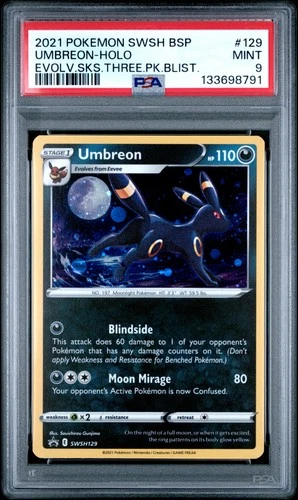 2021 POKEMON SWSH BLACK STAR PROMO #129 UMBREON-HOLO PSA 9