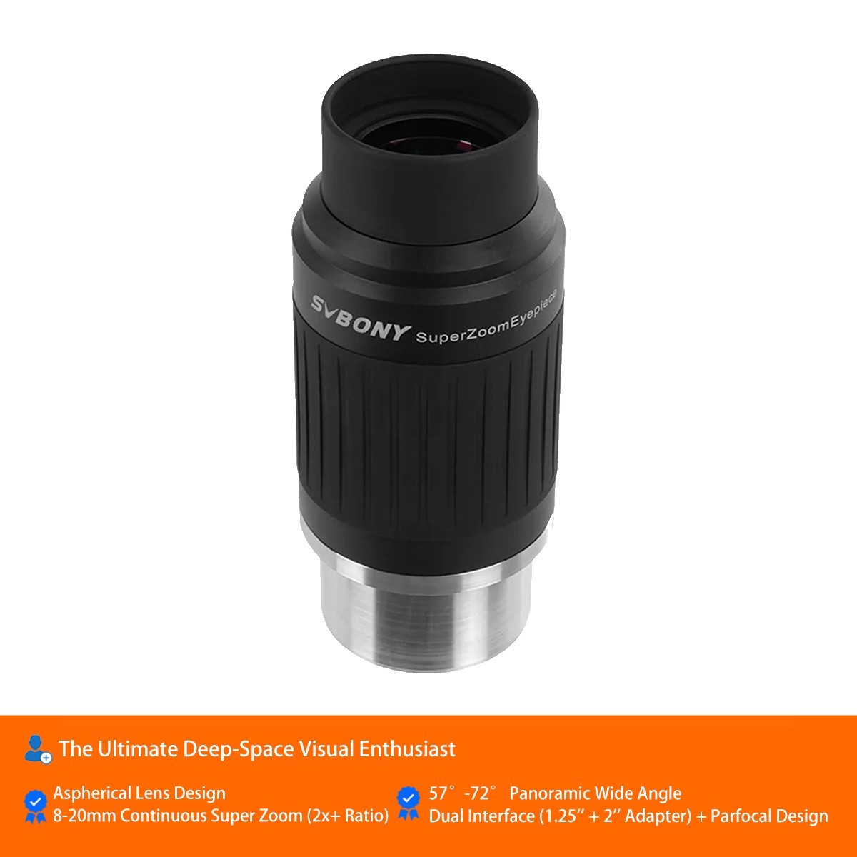 SVBONY SV230 8-20mm Zoom Eyepiece Parfocal 57°-72° | M8 & M20 M13 Jupiter Saturn