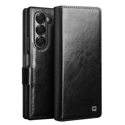 For Samsung Galaxy Z Fold 7 6 5 Genuine Leather Cowhide Wallet Card Pocket Case