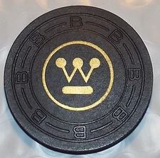 Vintage Westinghouse Poker Chip Golf Ball Marker - Black 🔥🔥🔥 🔥🔥🔥 🔥🔥