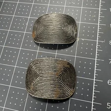 Vtg Retro Shoe Dress Clips Rectangle Design Silver