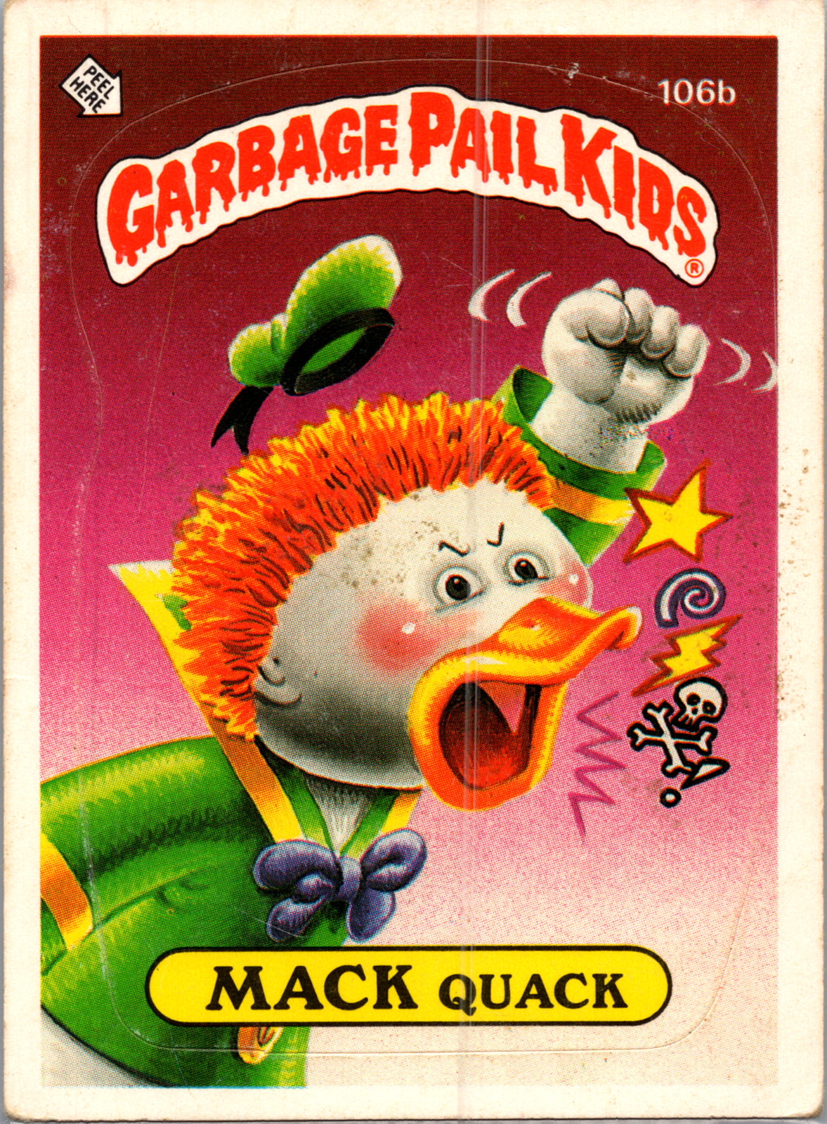 MACK Quack #106b 1986 Garbage Pail Kids trading card — raw and PSA graded price guide