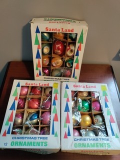 Vintage Santa Land Hand Painted Christmas Ornaments Poland 3 Boxes Lot