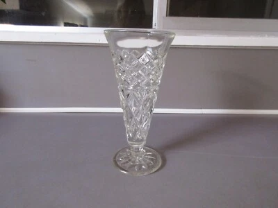 Vintage Clear Cut Glass Tulip Shape Flower Vase