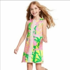 NEW Lilly Pulitzer for Target Girls Flamingo Fan Dance Shift Dress L