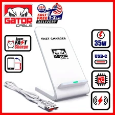 35W Wireless Phone Charger Stand Pad Fast Charge for Samsung iPhone LG Universal