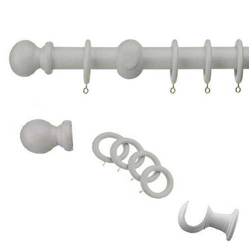 Wooden Curtain Pole Rail Rod Set With Finials Balls Rings Premium Quality 28mm - Picture 3 of 10
