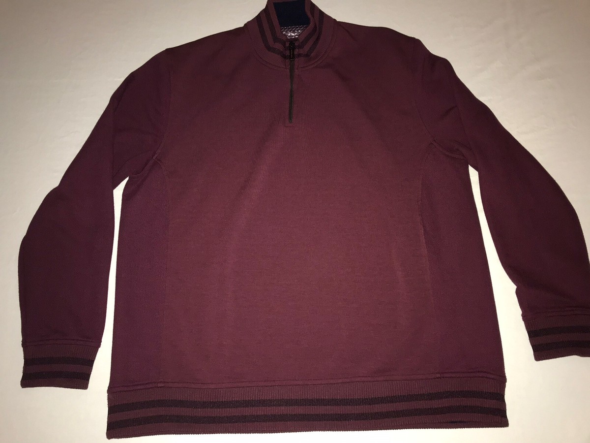 Ted Baker 1/4 zip funnel neck Maroon Pullover Sweatshirt Mens Size