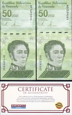 VENEZUELA 50 DIGITAL (50 Digitales)  2021- QTY 2 Pcs CIRCULATED COA