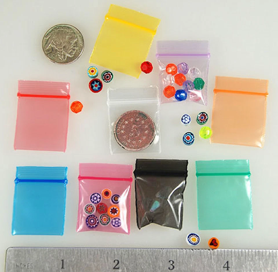 Rainbow Mini Zip Bags 1”x1” - APPLE Premium Quality - 900pcs, 9 Colors, 100 Each - Image 2 of 2