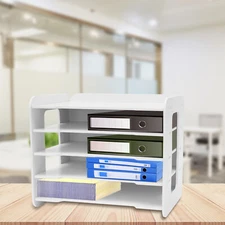 5Tier Paper Tray Organizer for Office Desk WhitePVC Wood-plastic Composite Pane