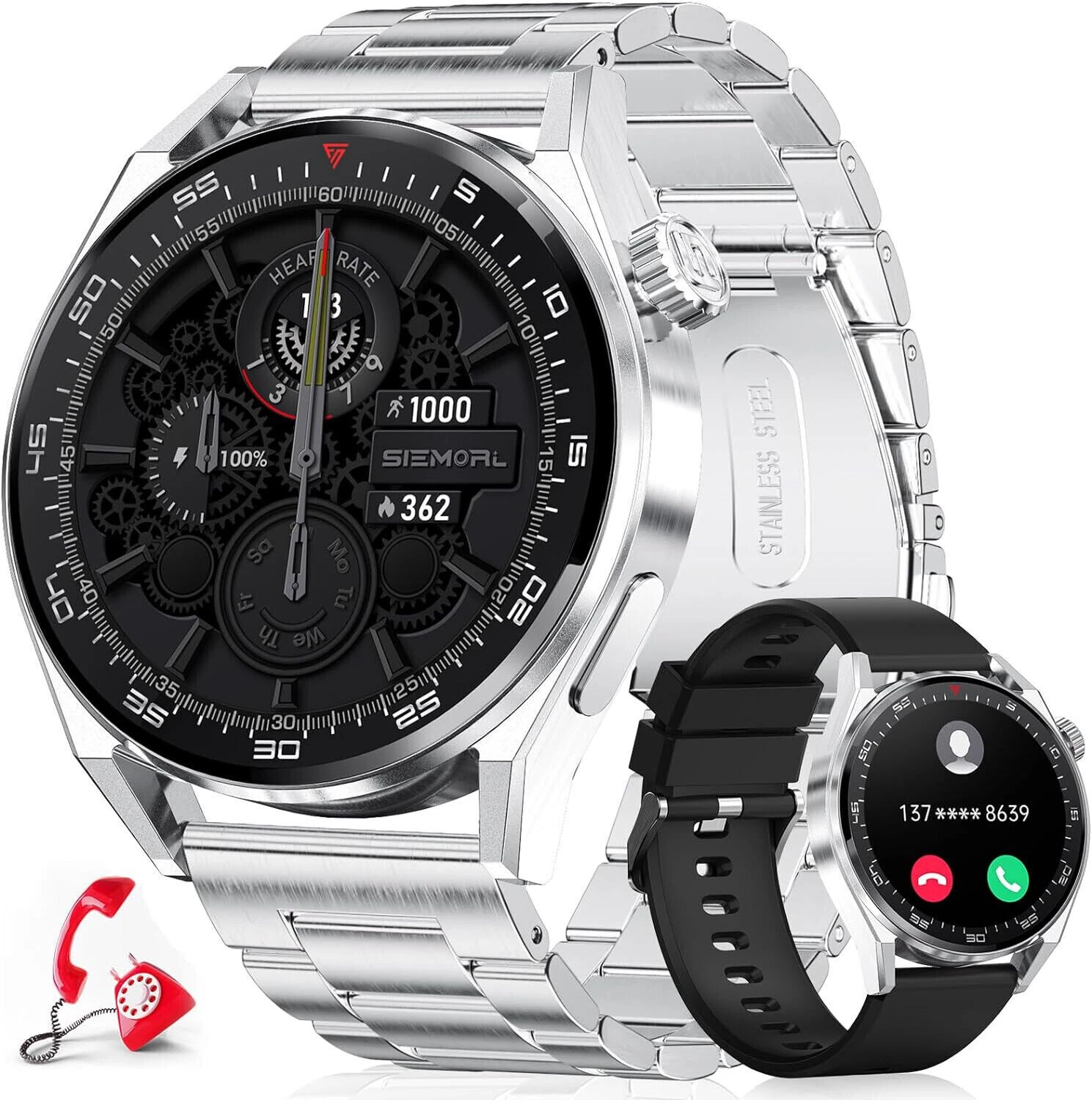 Smart Watch Men Women with Phone Function Wristwatch for iPhone Samsung Huawei