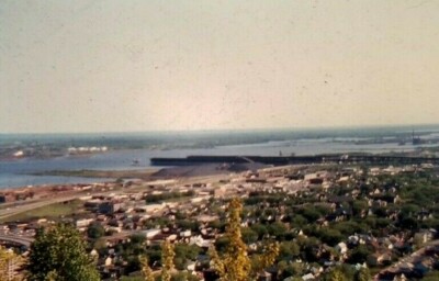 DF05 Train Slide DM&IR ORE DOCKS DULUTH FROM SKYLINE DRIVE PARKWAY 1978